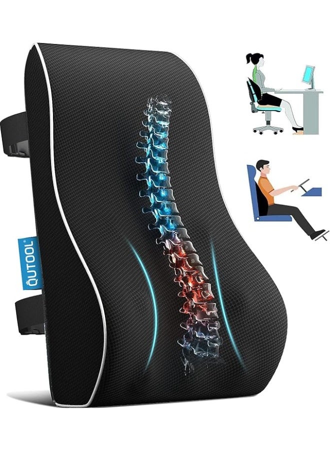 QUTOOL Ergonomic Memory Foam Lumbar Support Pillow for Office Chair Car Seat and Gaming Chair Back Cushion for Lower Back Pain Relief Posture Support and Comfortable Sitting - Image 1